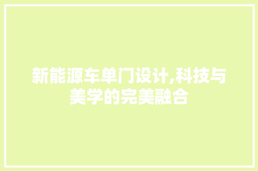 新能源车单门设计,科技与美学的完美融合