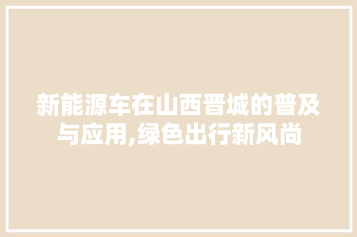 新能源车在山西晋城的普及与应用,绿色出行新风尚