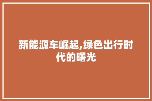 新能源车崛起,绿色出行时代的曙光