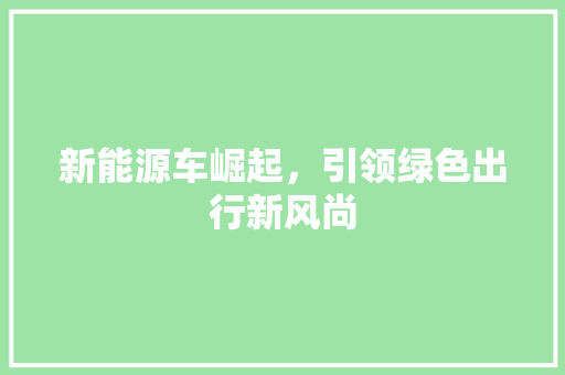 新能源车崛起，引领绿色出行新风尚
