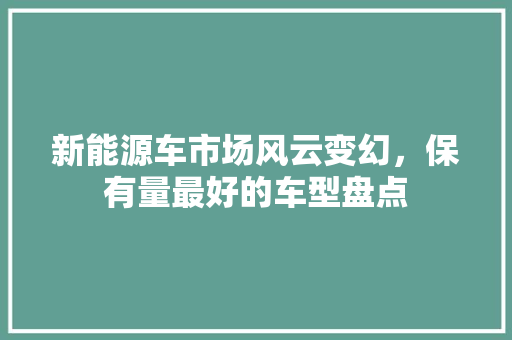 新能源车市场风云变幻，保有量最好的车型盘点
