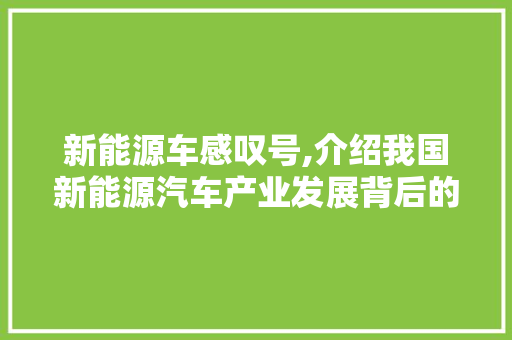 新能源车感叹号,介绍我国新能源汽车产业发展背后的驱动力量