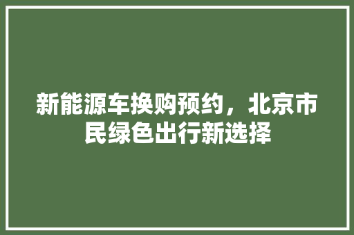 新能源车换购预约，北京市民绿色出行新选择 变速箱配件