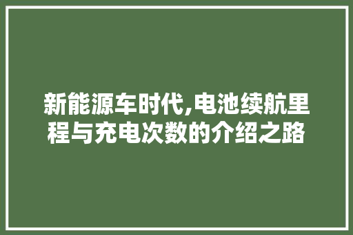 新能源车时代,电池续航里程与充电次数的介绍之路