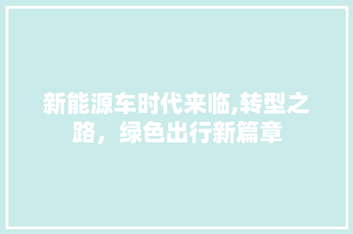 新能源车时代来临,转型之路，绿色出行新篇章
