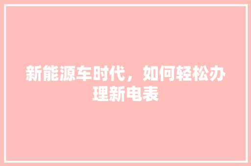 新能源车时代，如何轻松办理新电表
