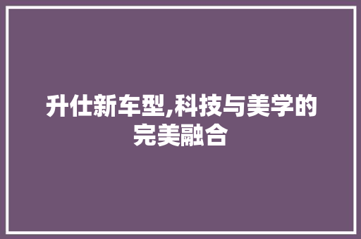 升仕新车型,科技与美学的完美融合 车身配件