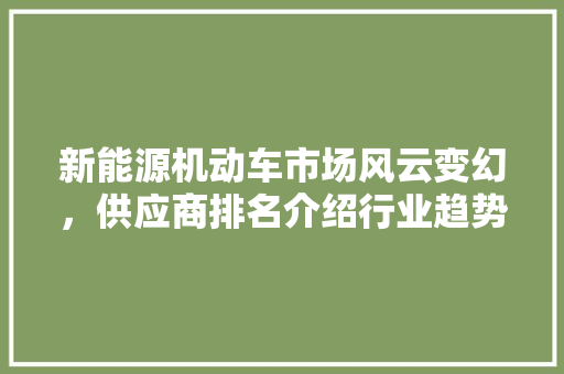 新能源机动车市场风云变幻，供应商排名介绍行业趋势