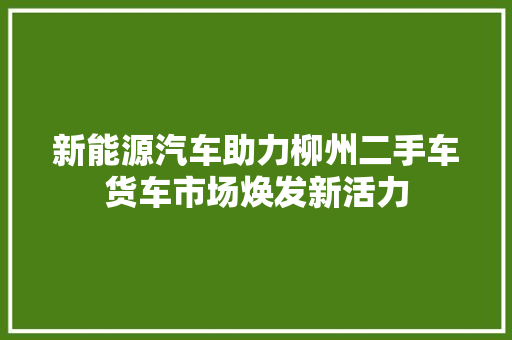 新能源汽车助力柳州二手车货车市场焕发新活力