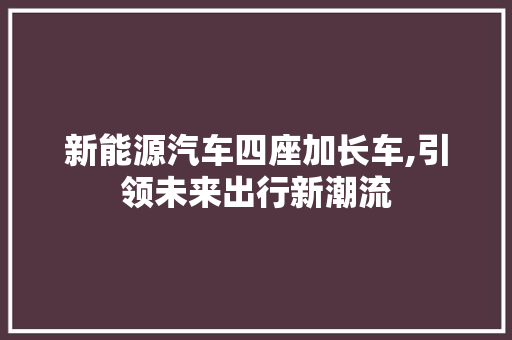 新能源汽车四座加长车,引领未来出行新潮流