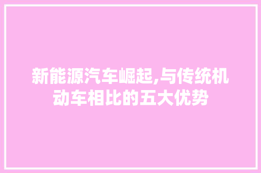 新能源汽车崛起,与传统机动车相比的五大优势