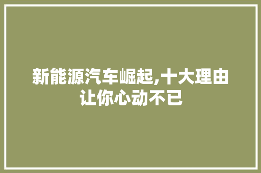 新能源汽车崛起,十大理由让你心动不已