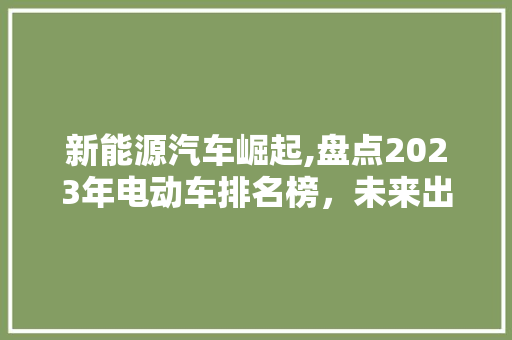 新能源汽车崛起,盘点2023年电动车排名榜，未来出行新风向标