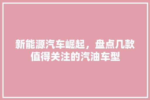 新能源汽车崛起，盘点几款值得关注的汽油车型