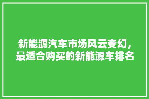 新能源汽车市场风云变幻，最适合购买的新能源车排名揭晓！