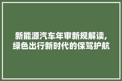 新能源汽车年审新规解读,绿色出行新时代的保驾护航 发动机配件