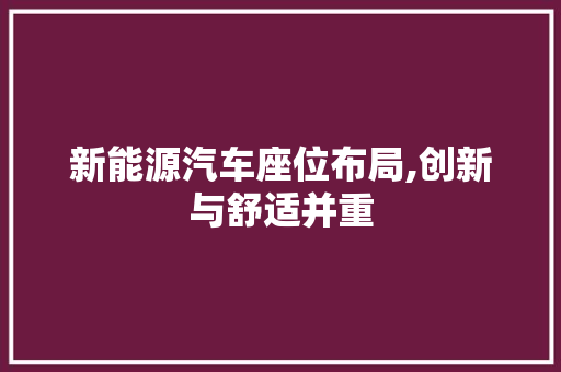 新能源汽车座位布局,创新与舒适并重