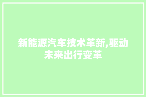 新能源汽车技术革新,驱动未来出行变革