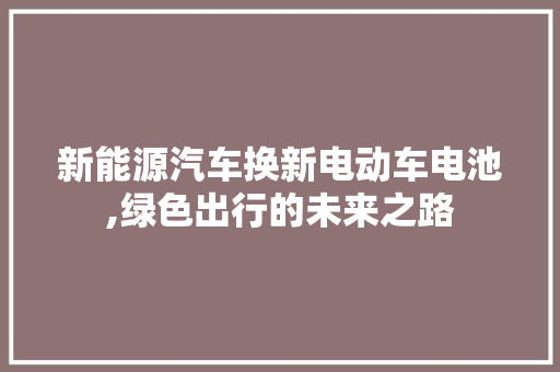 新能源汽车换新电动车电池,绿色出行的未来之路 底盘配件