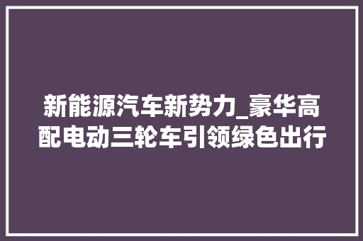 新能源汽车新势力_豪华高配电动三轮车引领绿色出行新潮流