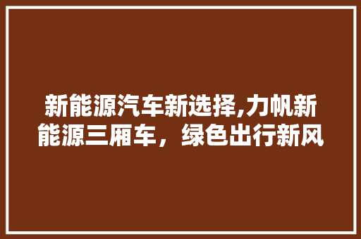 新能源汽车新选择,力帆新能源三厢车，绿色出行新风尚