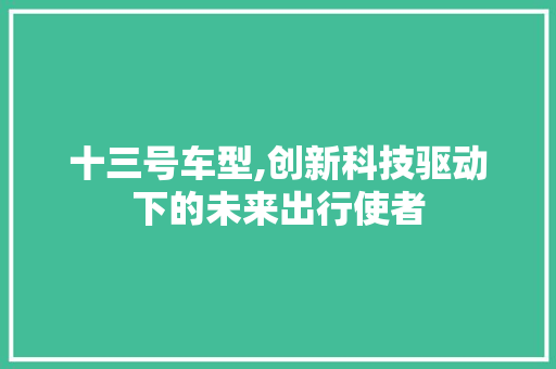 十三号车型,创新科技驱动下的未来出行使者