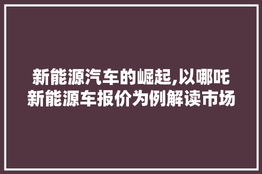 新能源汽车的崛起,以哪吒新能源车报价为例解读市场新风向