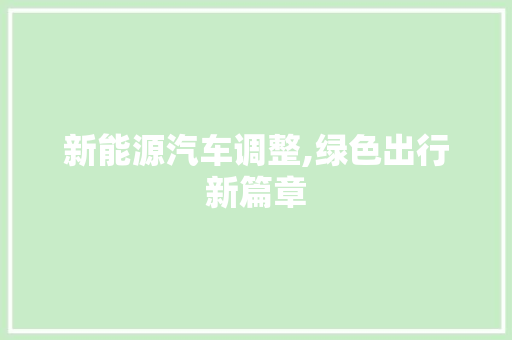 新能源汽车调整,绿色出行新篇章