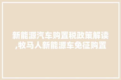 新能源汽车购置税政策解读,牧马人新能源车免征购置税背后的政策逻辑