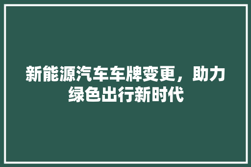 新能源汽车车牌变更，助力绿色出行新时代