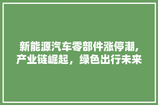 新能源汽车零部件涨停潮,产业链崛起，绿色出行未来可期