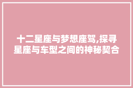 十二星座与梦想座驾,探寻星座与车型之间的神秘契合