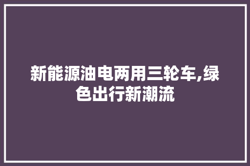 新能源油电两用三轮车,绿色出行新潮流