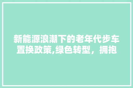 新能源浪潮下的老年代步车置换政策,绿色转型，拥抱未来 车灯配件