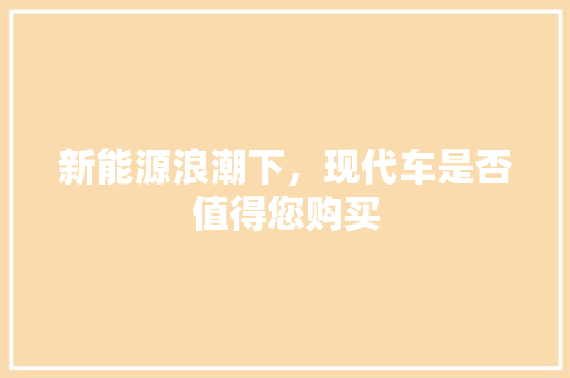 新能源浪潮下，现代车是否值得您购买