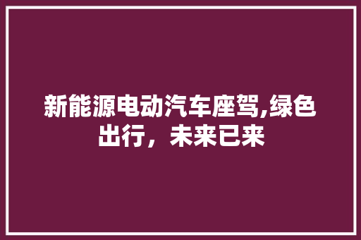 新能源电动汽车座驾,绿色出行，未来已来