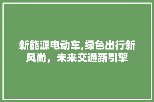 新能源电动车,绿色出行新风尚，未来交通新引擎