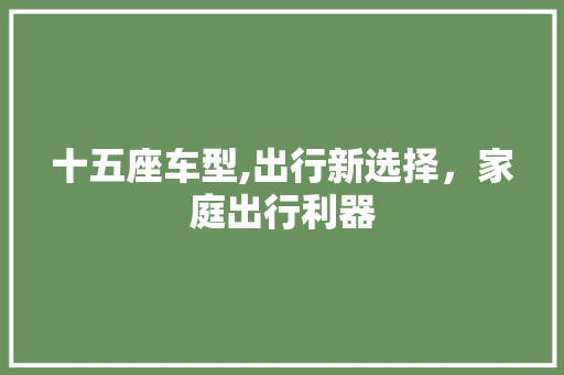 十五座车型,出行新选择，家庭出行利器