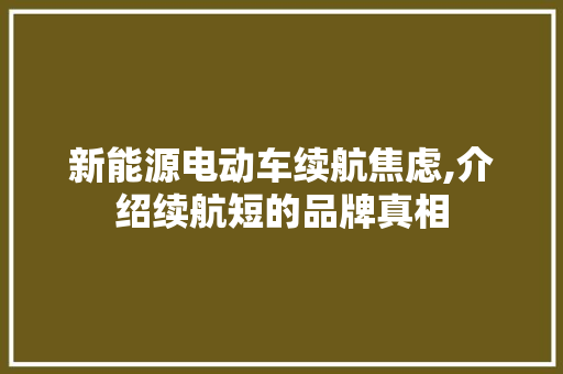 新能源电动车续航焦虑,介绍续航短的品牌真相
