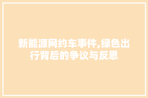 新能源网约车事件,绿色出行背后的争议与反思 车灯配件