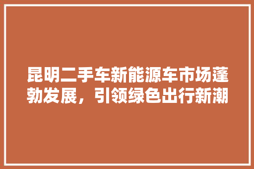 昆明二手车新能源车市场蓬勃发展，引领绿色出行新潮流