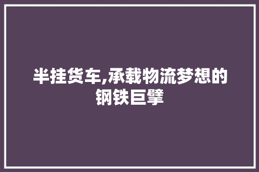 半挂货车,承载物流梦想的钢铁巨擘