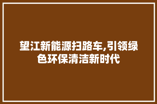 望江新能源扫路车,引领绿色环保清洁新时代 变速箱配件
