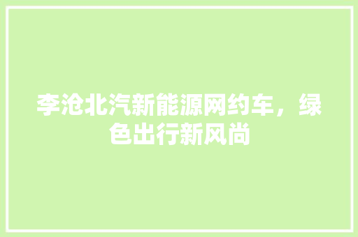李沧北汽新能源网约车，绿色出行新风尚