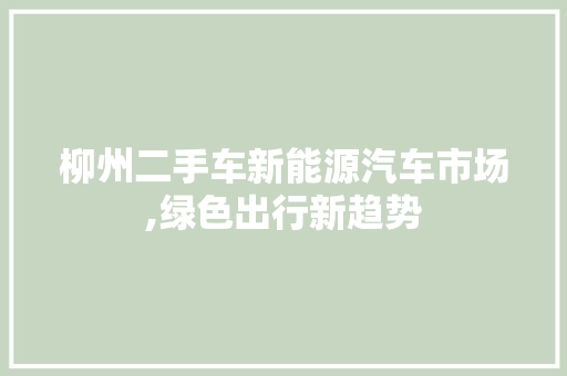 柳州二手车新能源汽车市场,绿色出行新趋势