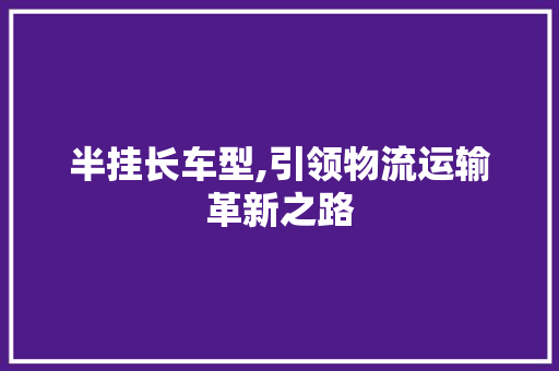 半挂长车型,引领物流运输革新之路