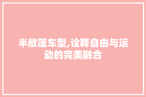 半敞篷车型,诠释自由与运动的完美融合