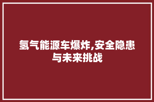 氢气能源车爆炸,安全隐患与未来挑战