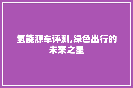 氢能源车评测,绿色出行的未来之星