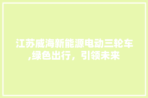 江苏威海新能源电动三轮车,绿色出行，引领未来